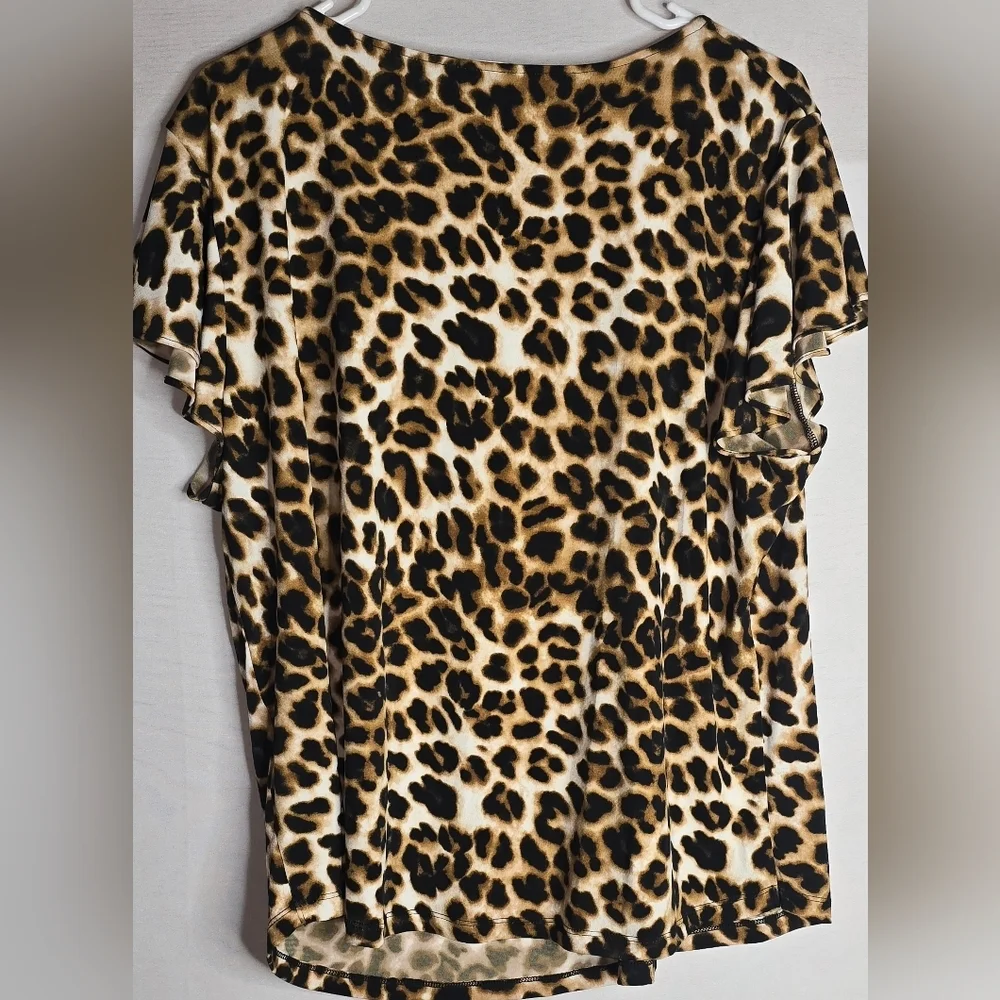 7th Avenue Design Studio New York Company Leopard Print Square Neckline  Top XXL - Picture 3 of 6